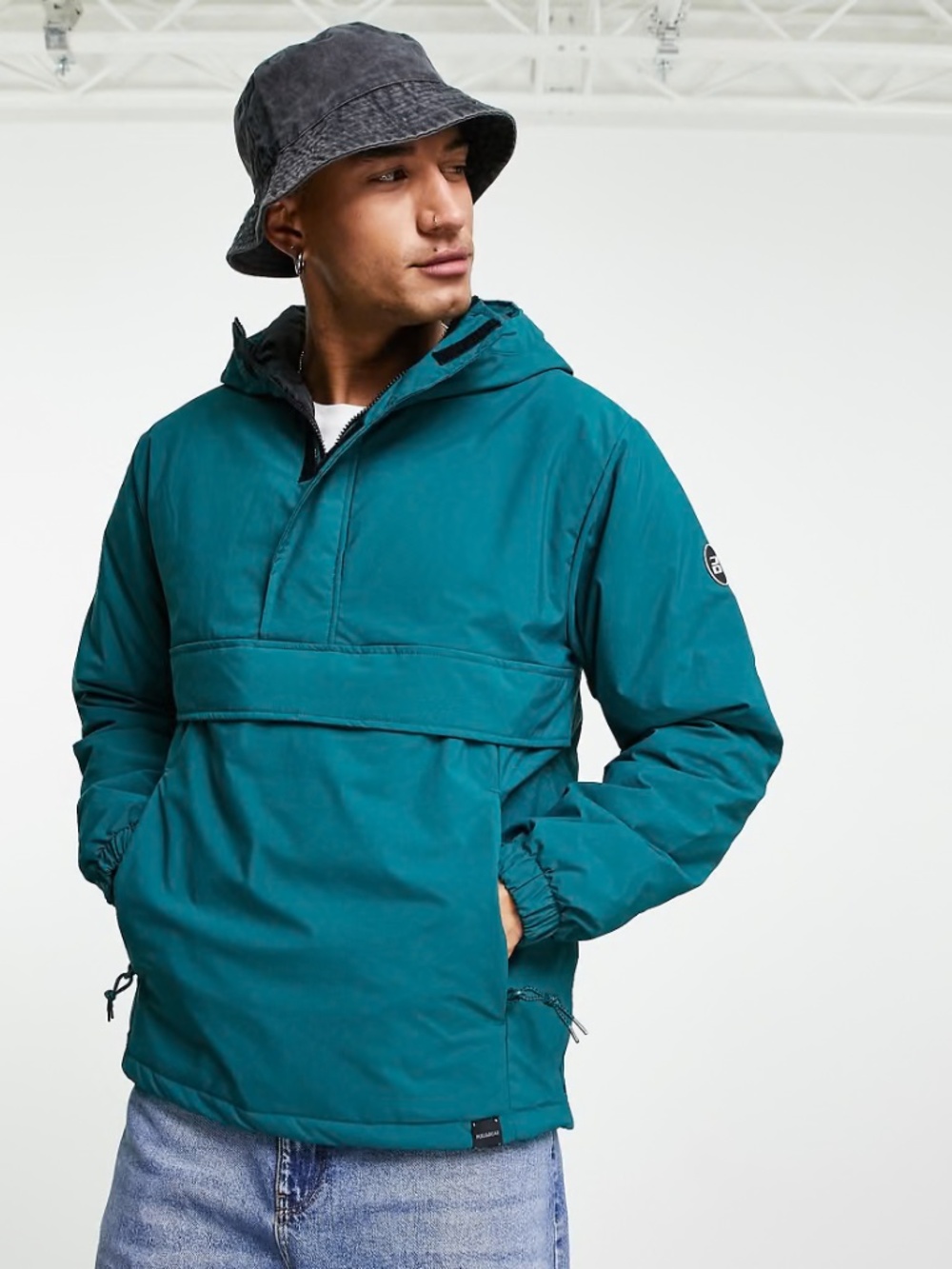 Pull&Bear overhead padded jacket in teal
